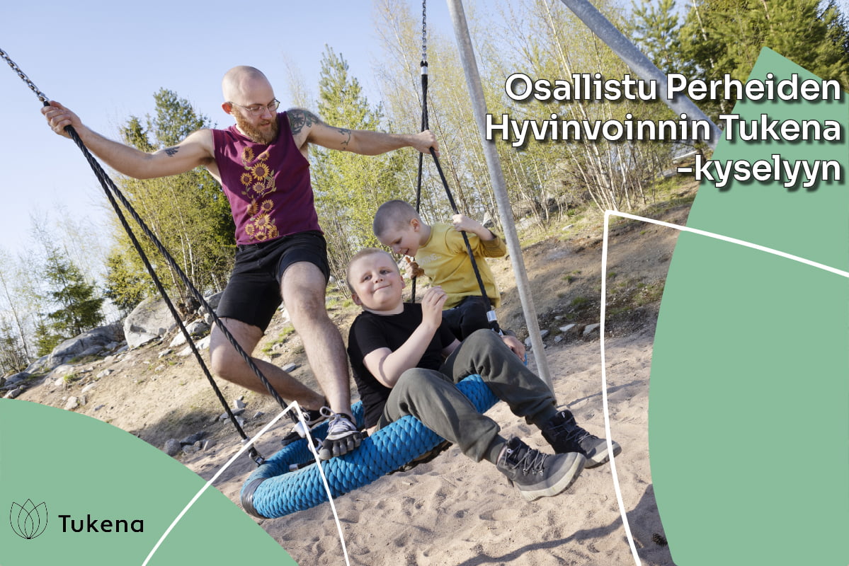 Perhelomittaja ja lapset keinussa