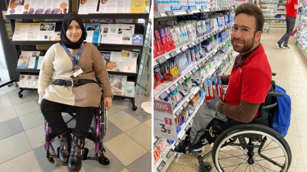Kaksi maahanmuuttajataustaista työntekijää
